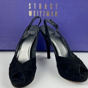 GUC STUART WEITZMAN PEEP TOE SUEDE SLINGBACK HEELS